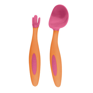 b.box toddler cutlery set - easy grip handles - strawberry shake