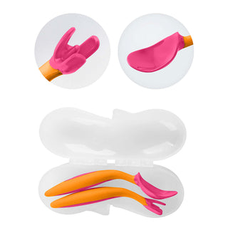 b.box toddler cutlery set - easy grip handles - strawberry shake