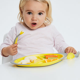 b.box toddler cutlery set - easy grip handles - lemon sherbet