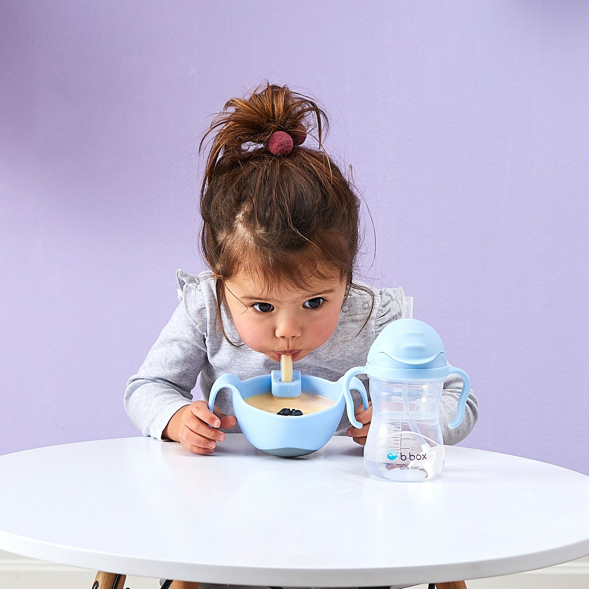 Bowl + straw - bubblegum - b.box for kids